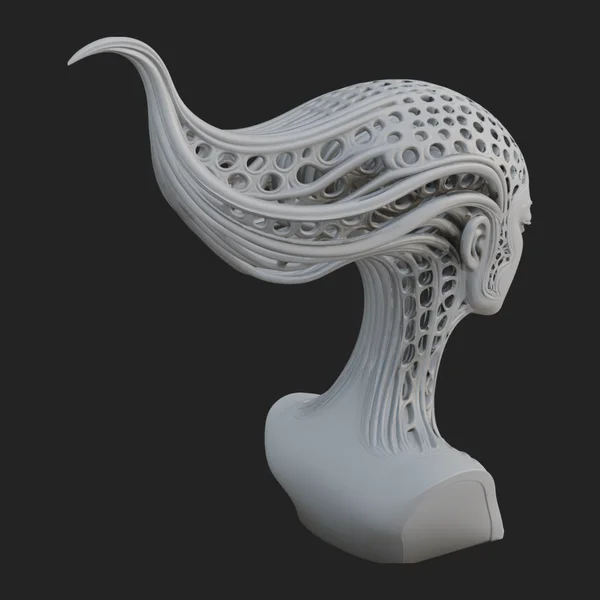 Biomechanical Alien Bust Statue Design 15