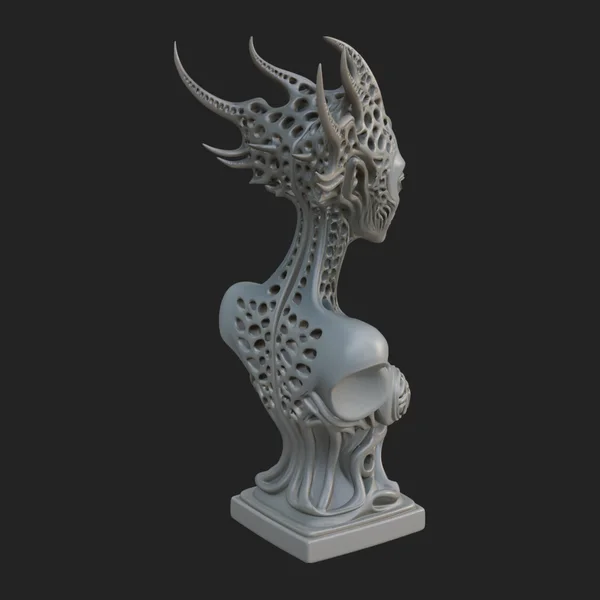 Biomechanical Alien Bust Statue Design 2