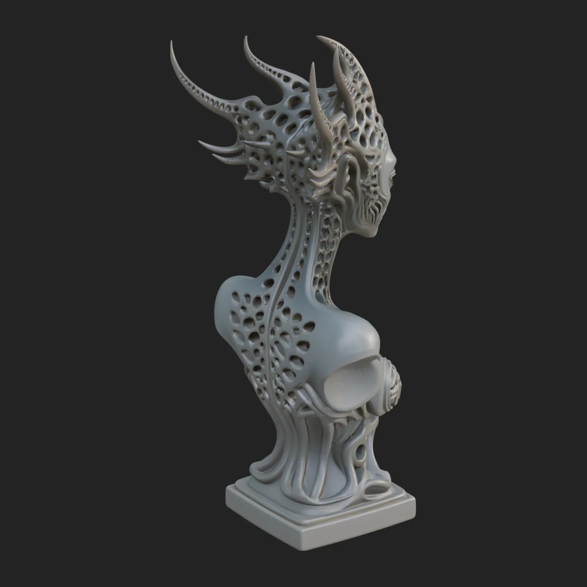 Biomechanical Alien Bust Statue Design 2