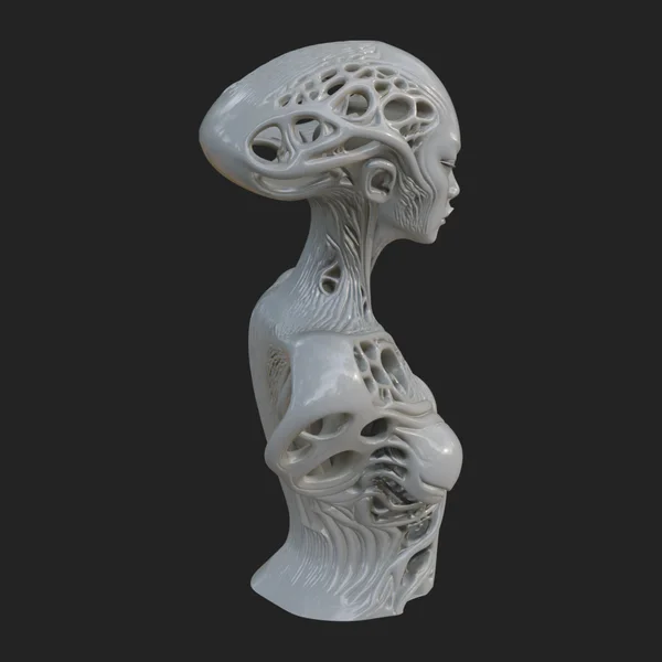 Biomechanical Alien Bust Statue Design 4