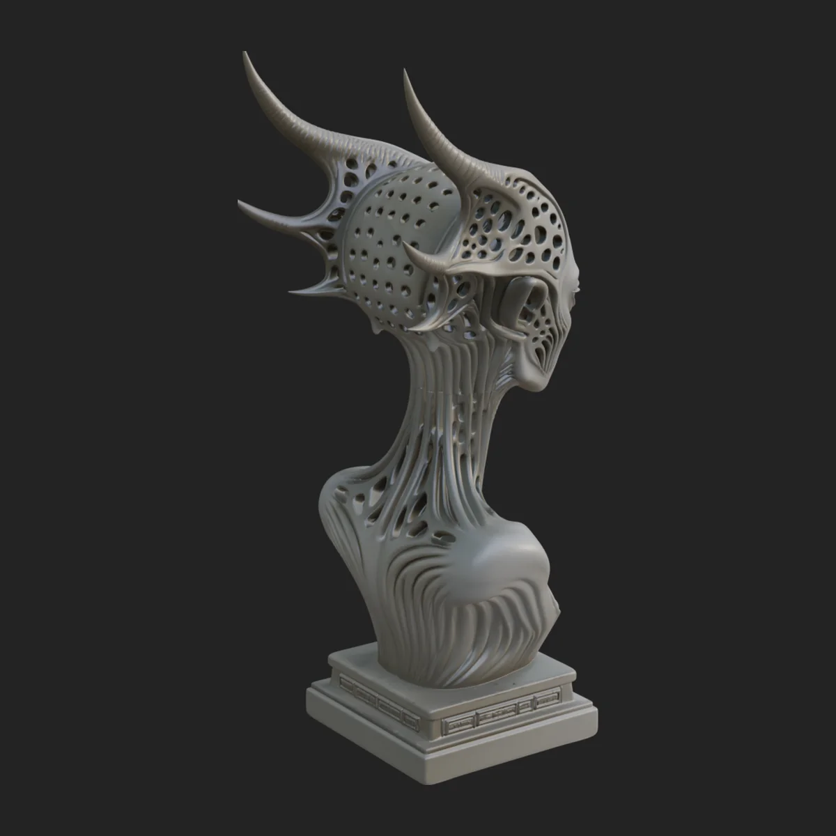 Biomechanical Alien Bust Statue Design 5