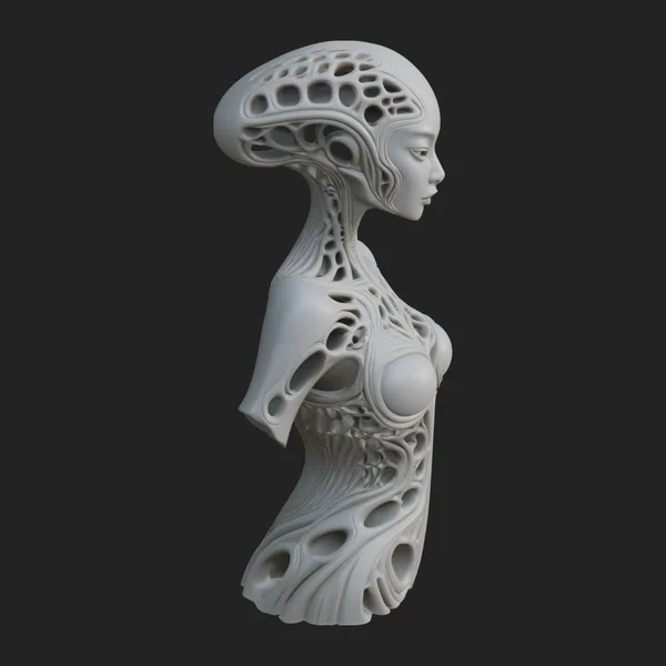Biomechanical Alien Bust Statue Design 6