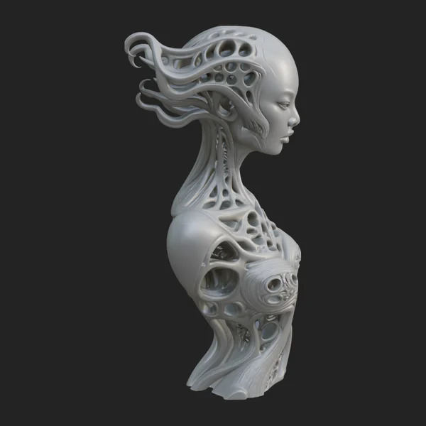 Biomechanical Alien Bust Statue Design 8