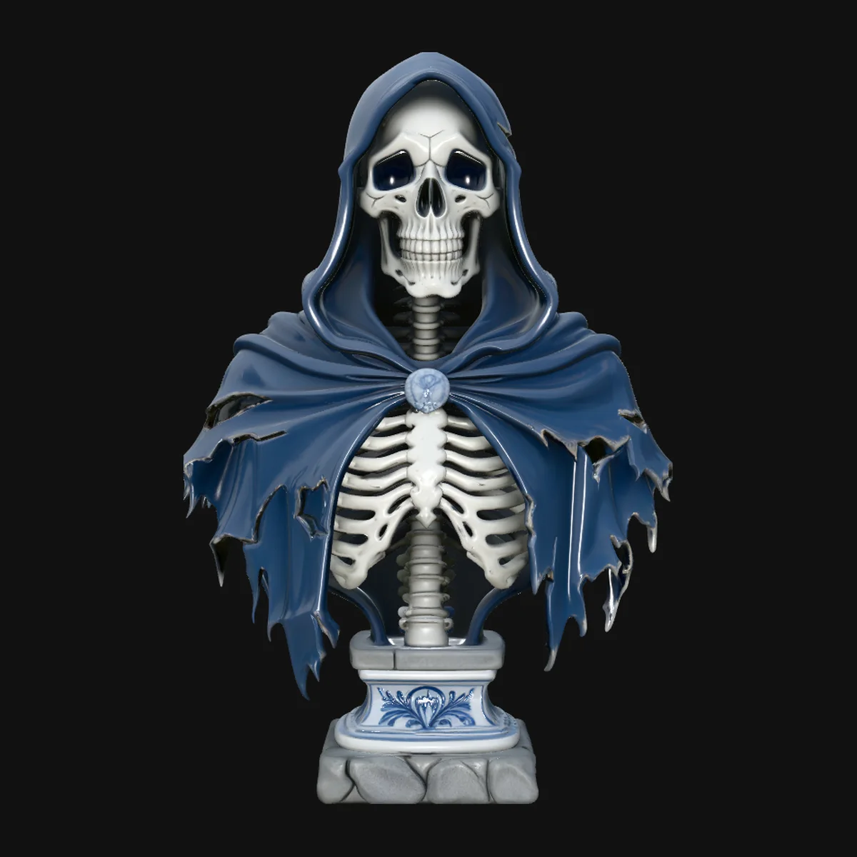 Blue Cloak Reaper Bust Statue Design 1