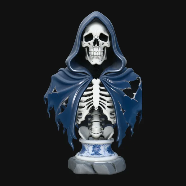Blue Cloak Reaper Bust Statue Design 2