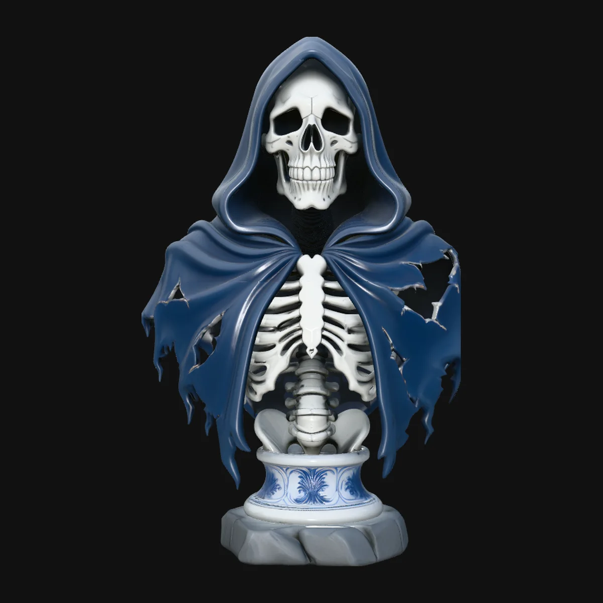 Blue Cloak Reaper Bust Statue Design 2