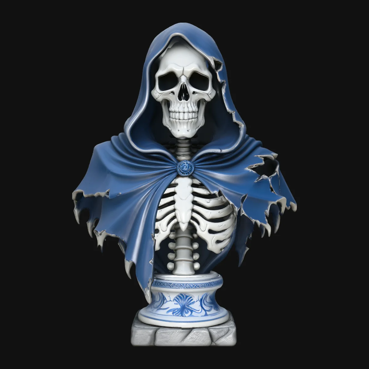 Blue Cloak Reaper Bust Statue Design 3