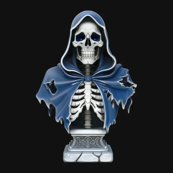 Blue Cloak Reaper Bust Statue Design 4