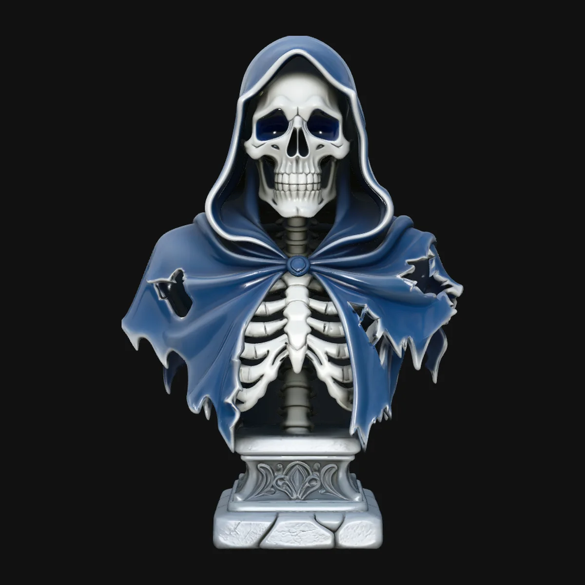 Blue Cloak Reaper Bust Statue Design 4