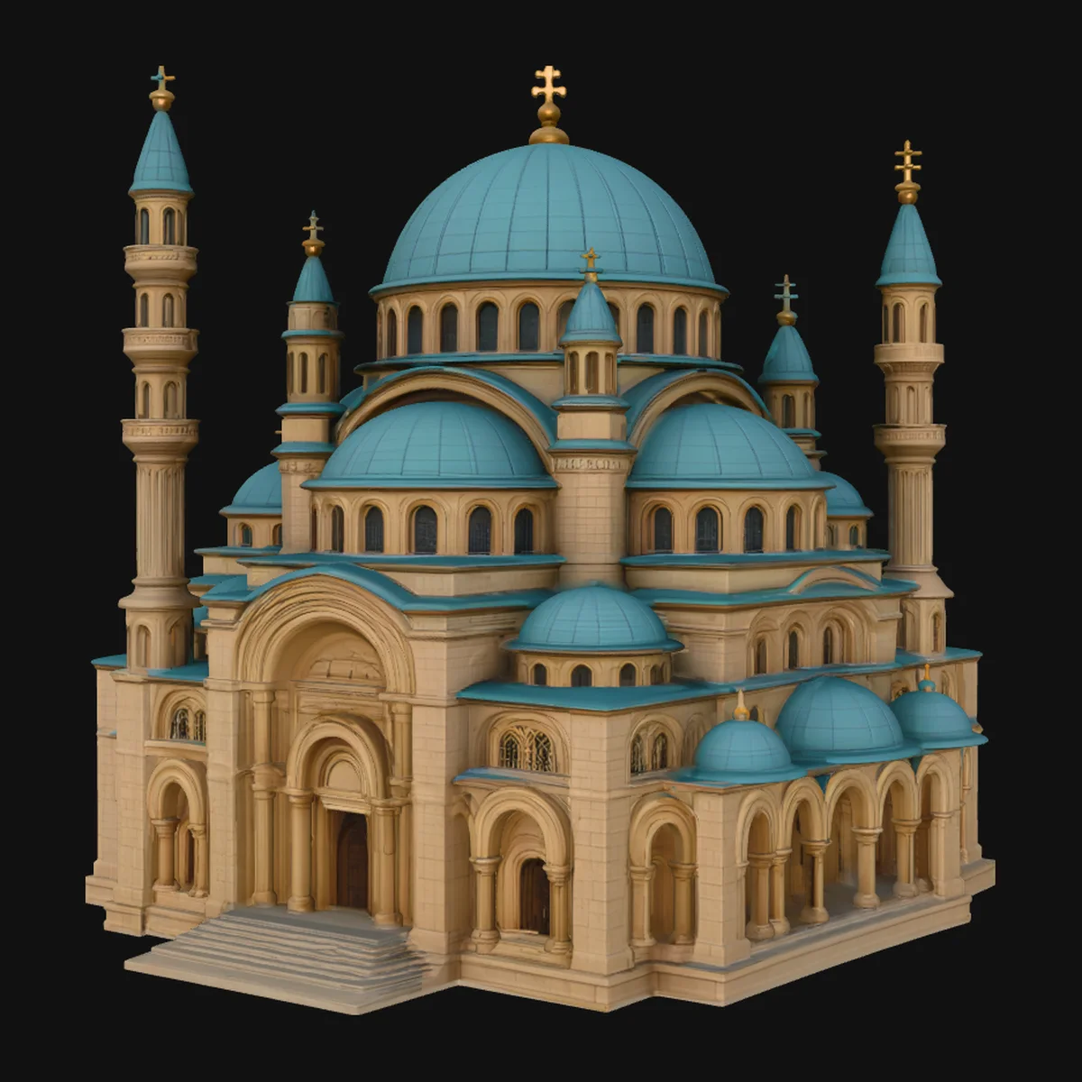 Blue Domed Basilica Model Design 4