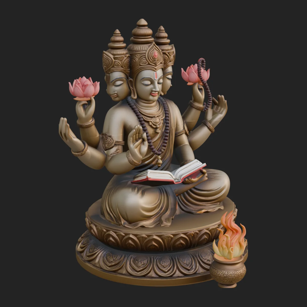 Brahma on Lotus Throne Statue Design 10