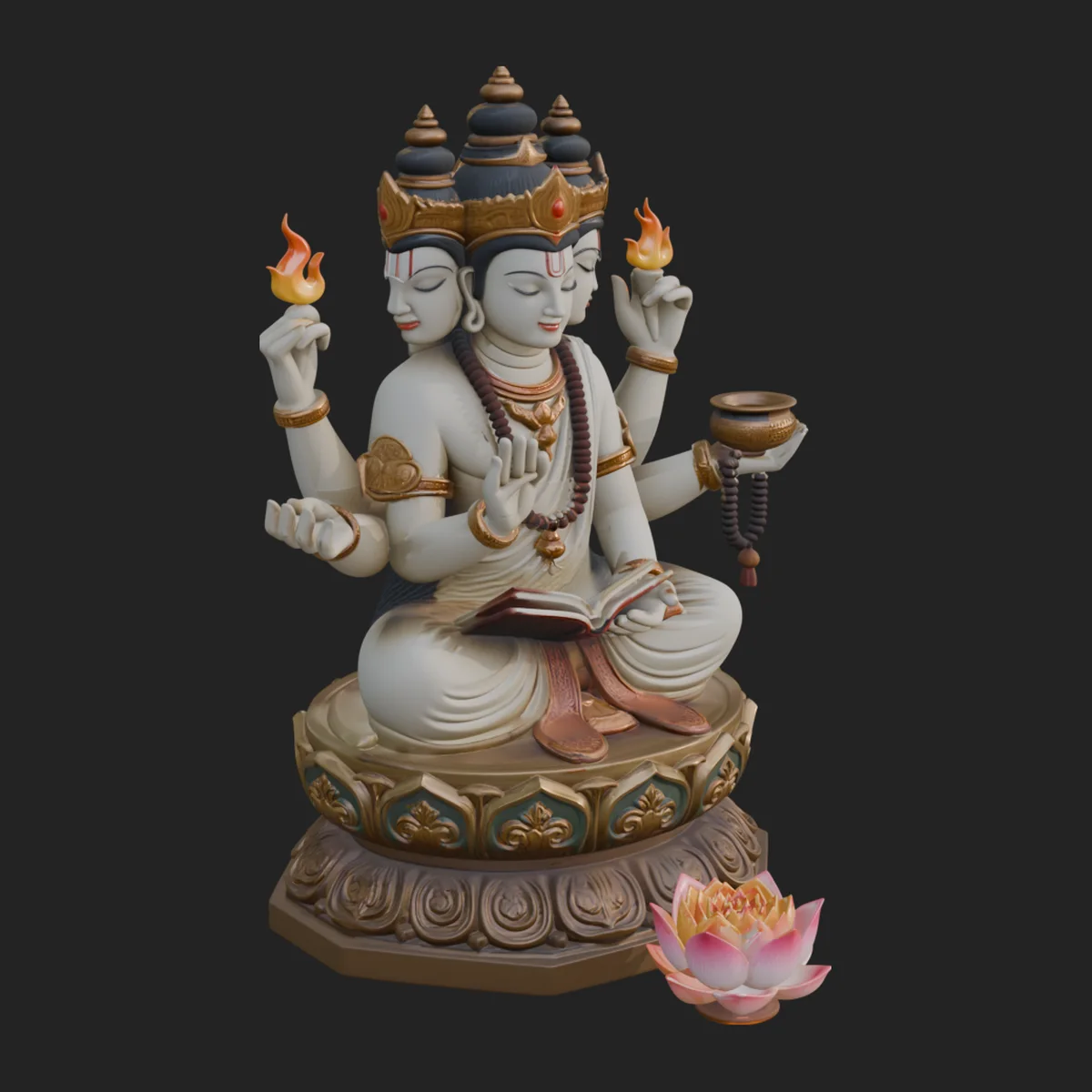 Brahma on Lotus Throne Statue Design 11