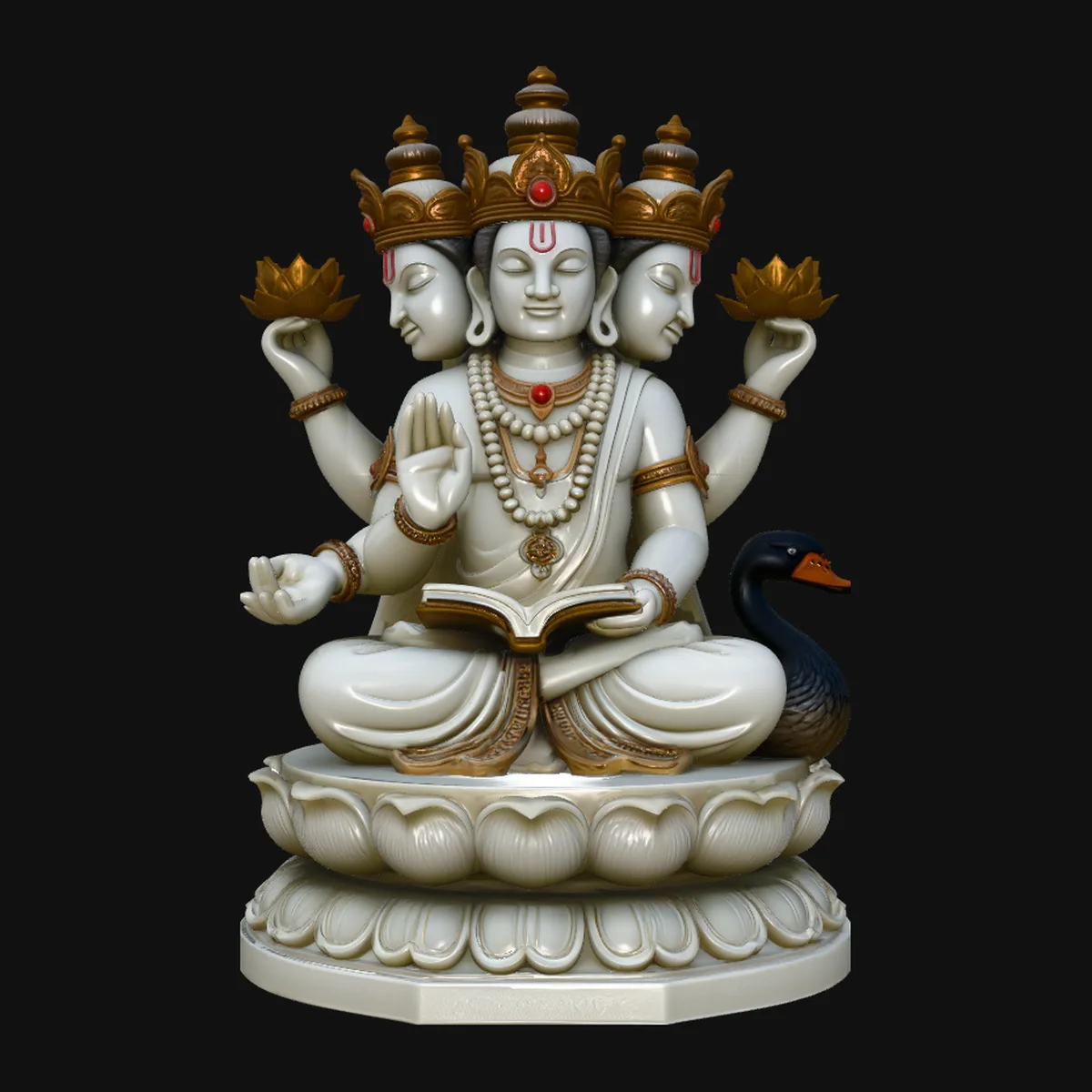 Brahma on Lotus Throne Statue Design 3