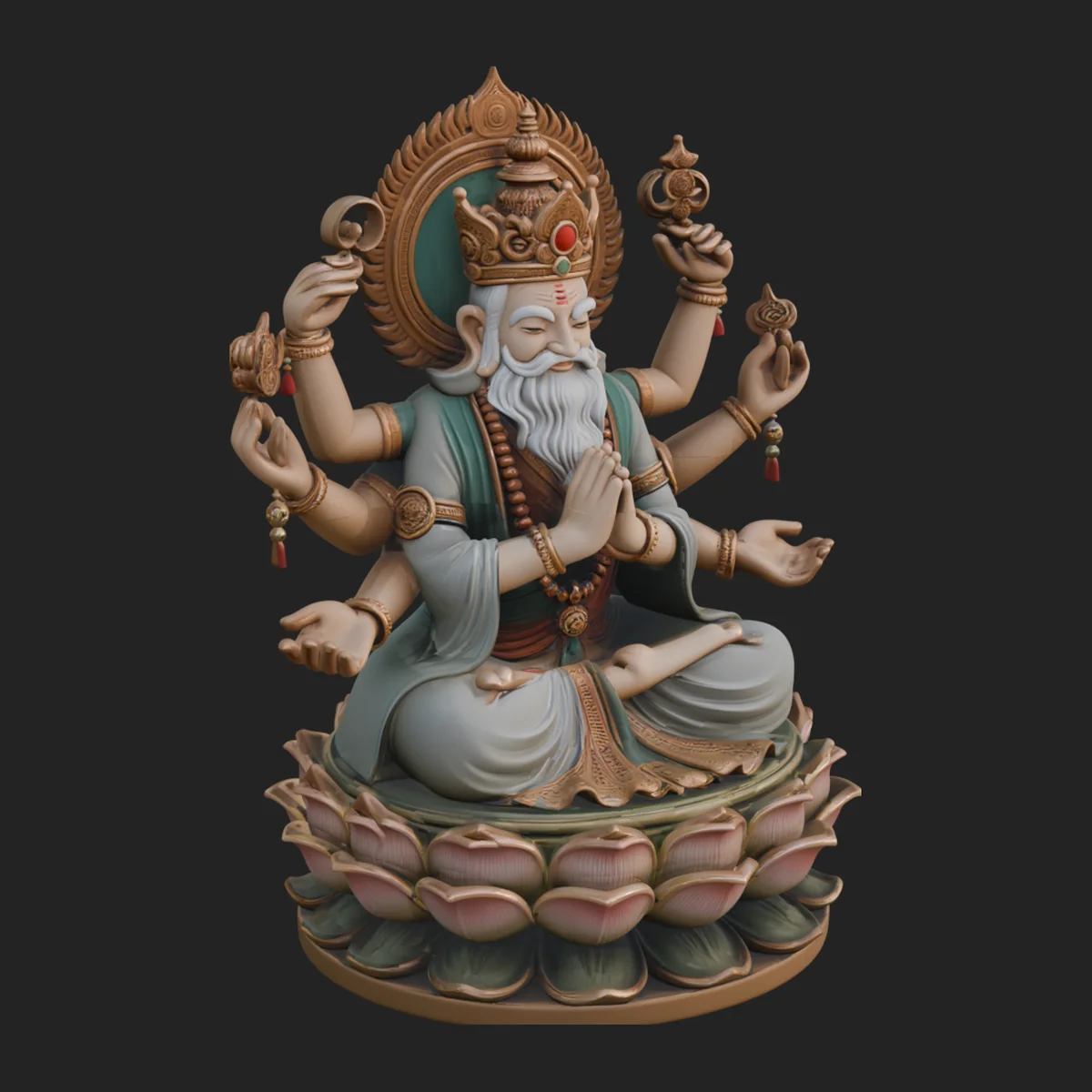 Brahma on Lotus Throne Statue Design 6