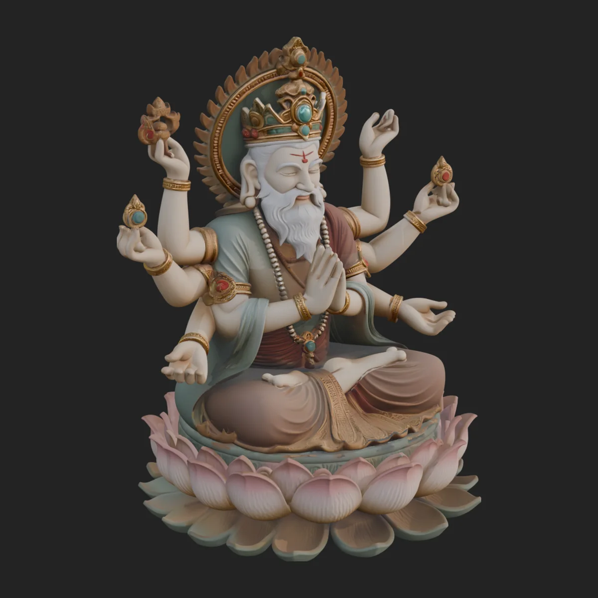 Brahma on Lotus Throne Statue Design 8