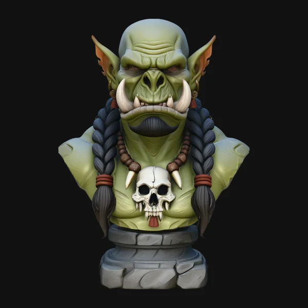 Braided Orc Warrior Bust Statue Design 8