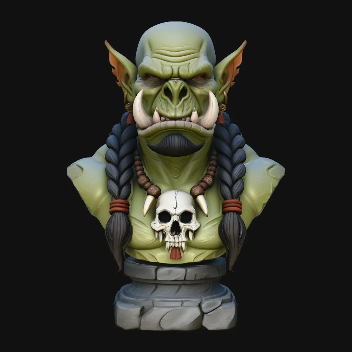 Braided Orc Warrior Bust Statue Design 8