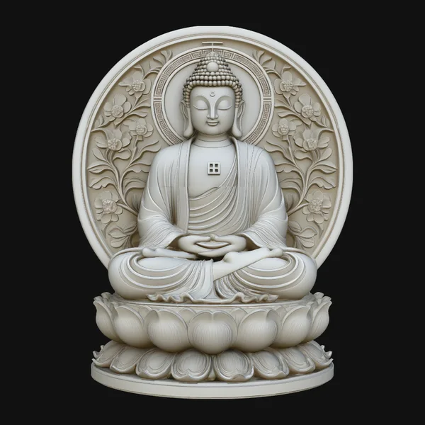 Buddha in Floral Mandorla Statue Design 1