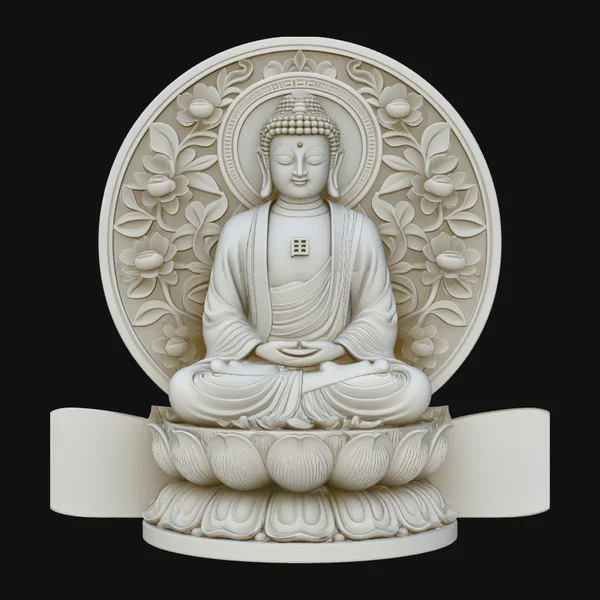 Buddha in Floral Mandorla Statue Design 2
