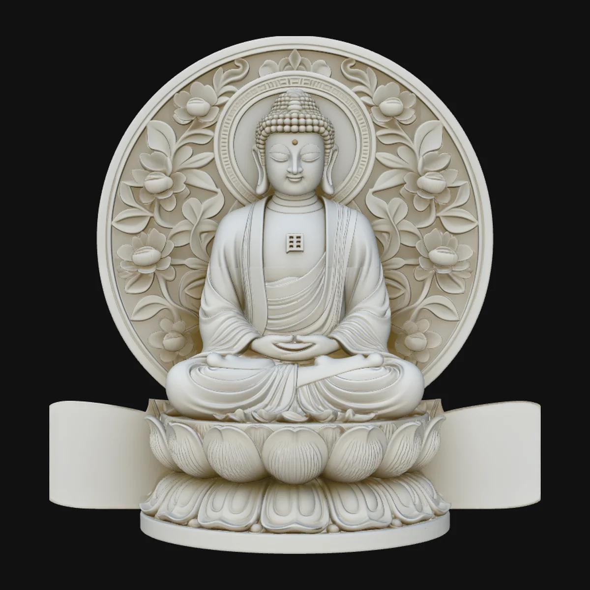 Buddha in Floral Mandorla Statue Design 2