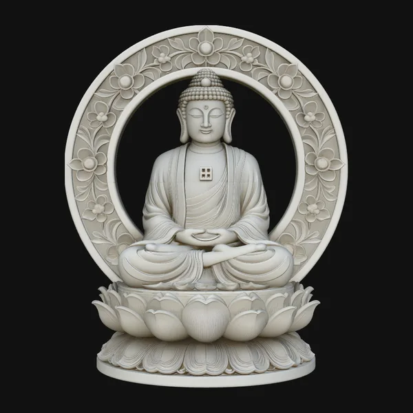 Buddha in Floral Mandorla Statue Design 3