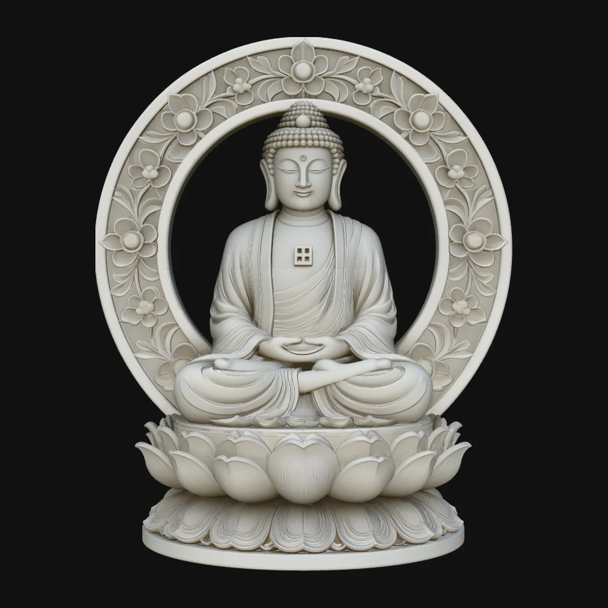 Buddha in Floral Mandorla Statue Design 3