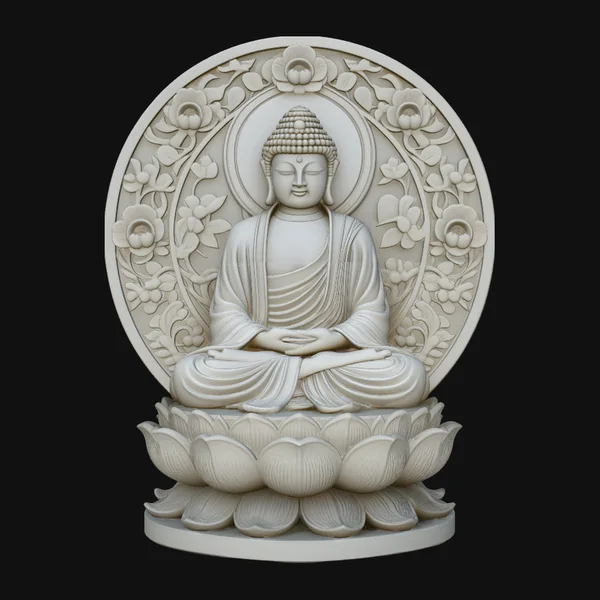 Buddha in Floral Mandorla Statue Design 4