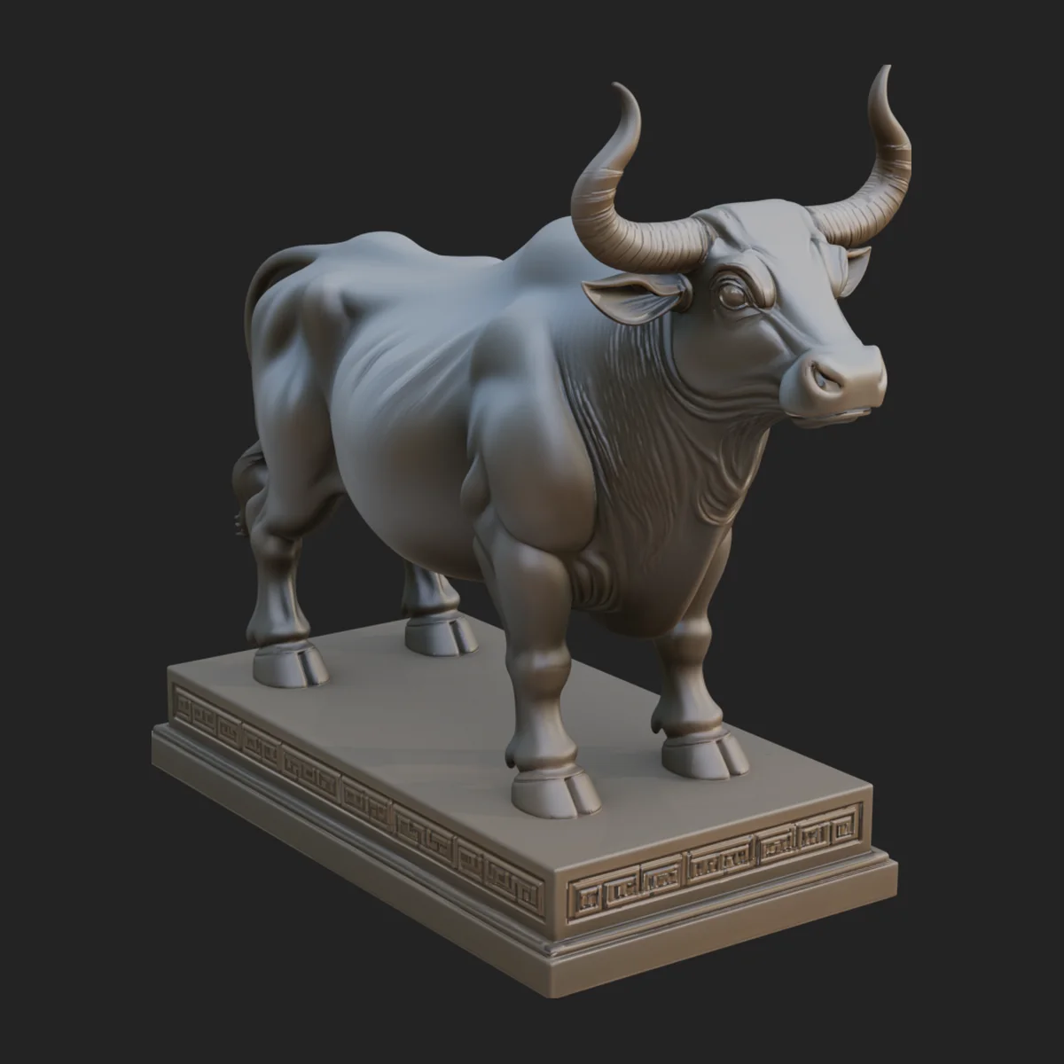 Bull on Pedestal Statue Design 3