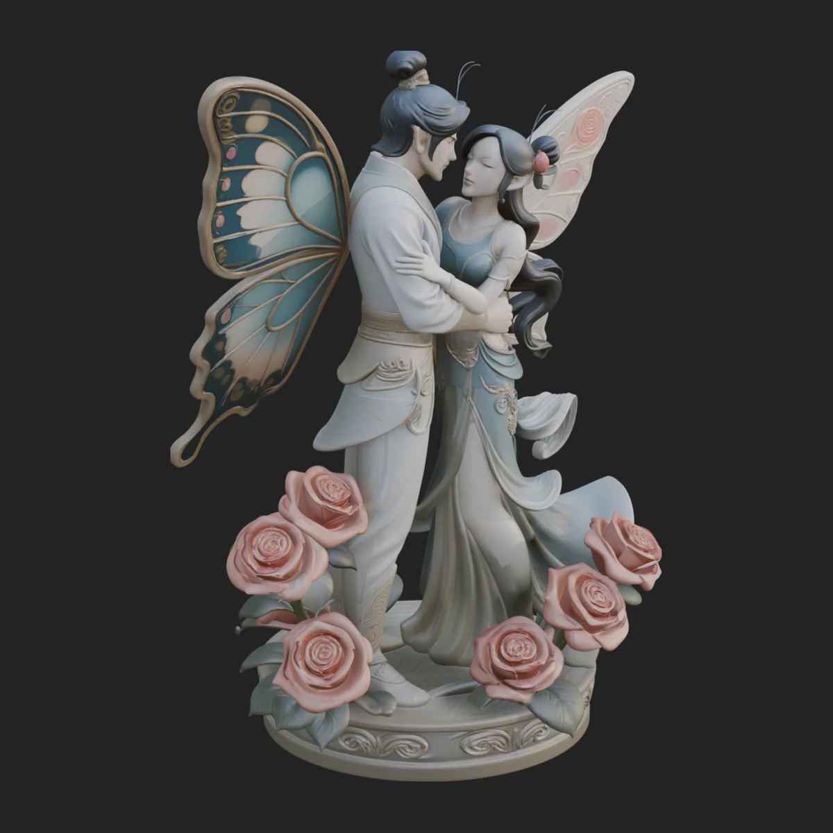 Butterfly Winged Couple Statue Design 1