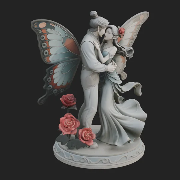 Butterfly Winged Couple Statue Design 3