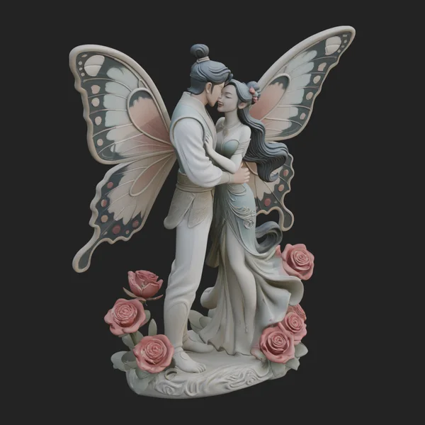Butterfly Winged Couple Statue Design 4