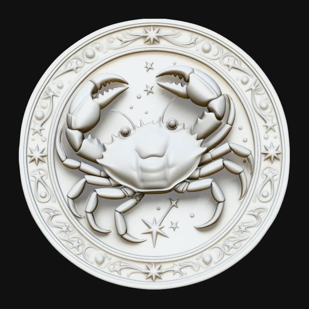 Cancer Zodiac Relief Medallion Pendant Design 2
