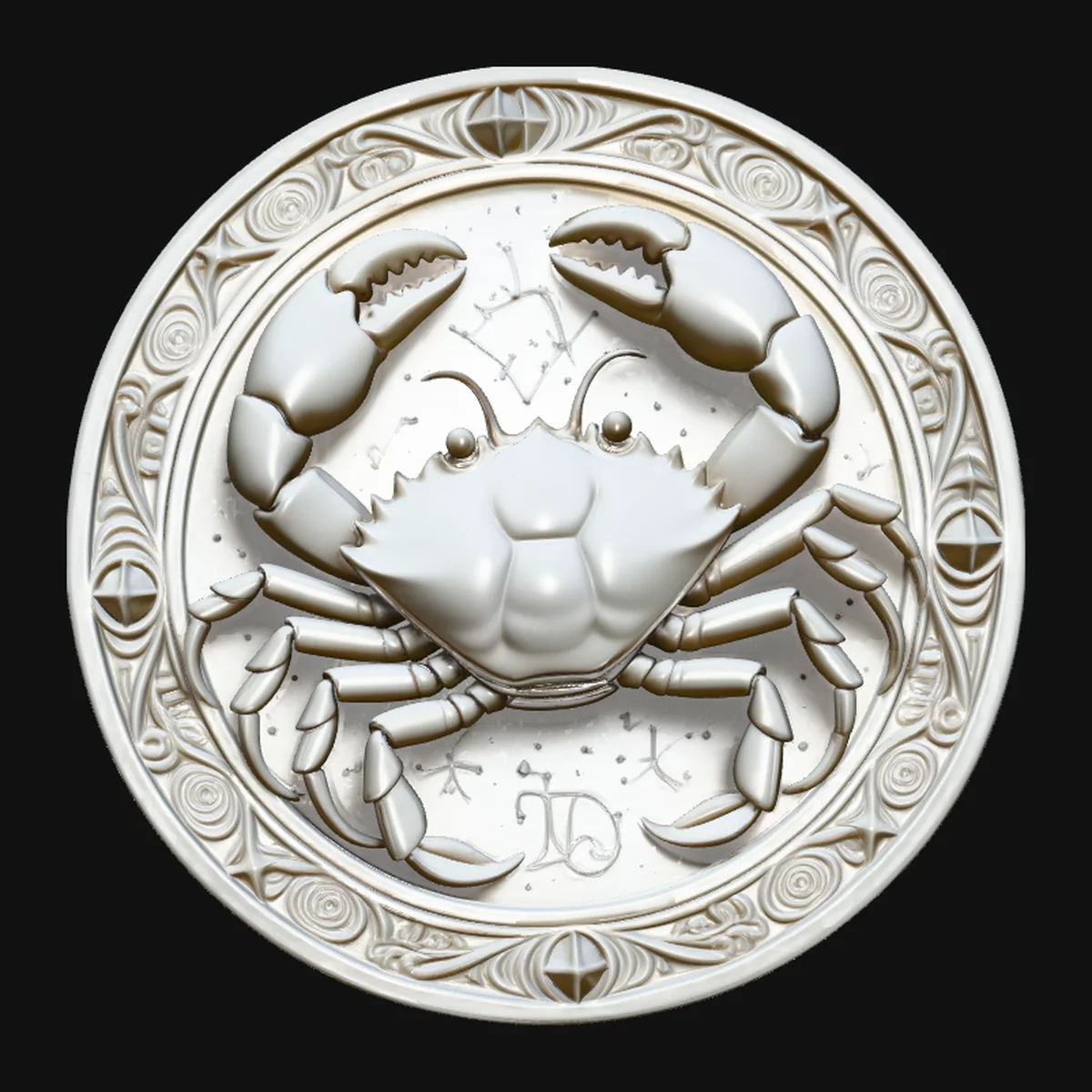 Cancer Zodiac Relief Medallion Pendant Design 4
