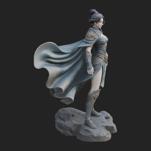 Caped Woman Warrior Statue Design 2