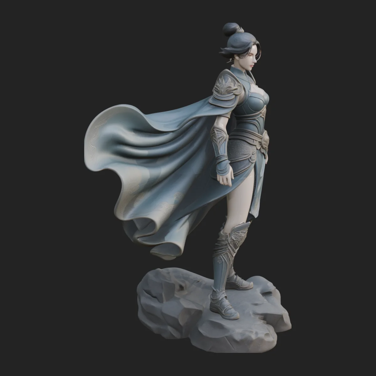 Caped Woman Warrior Statue Design 2