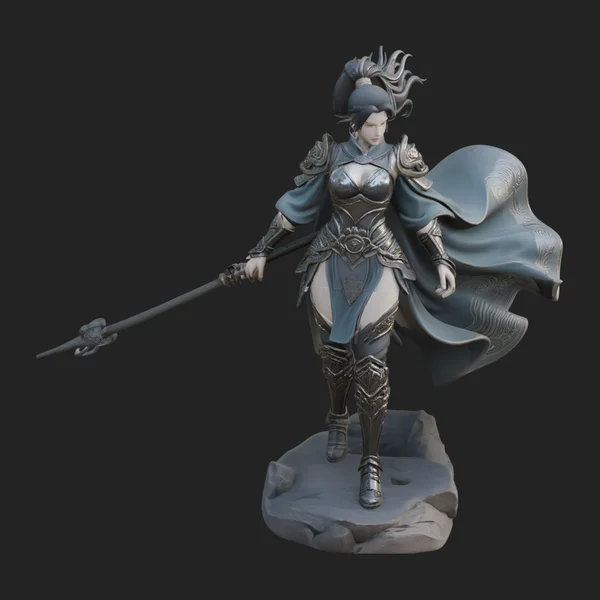 Caped Woman Warrior Statue Design 3