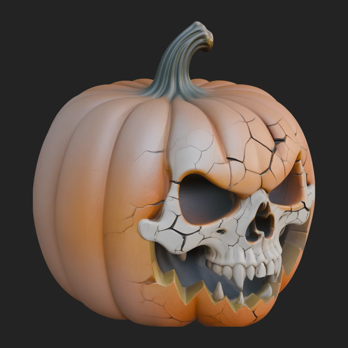 Carved Pumpkin Lantern Statue Design 5