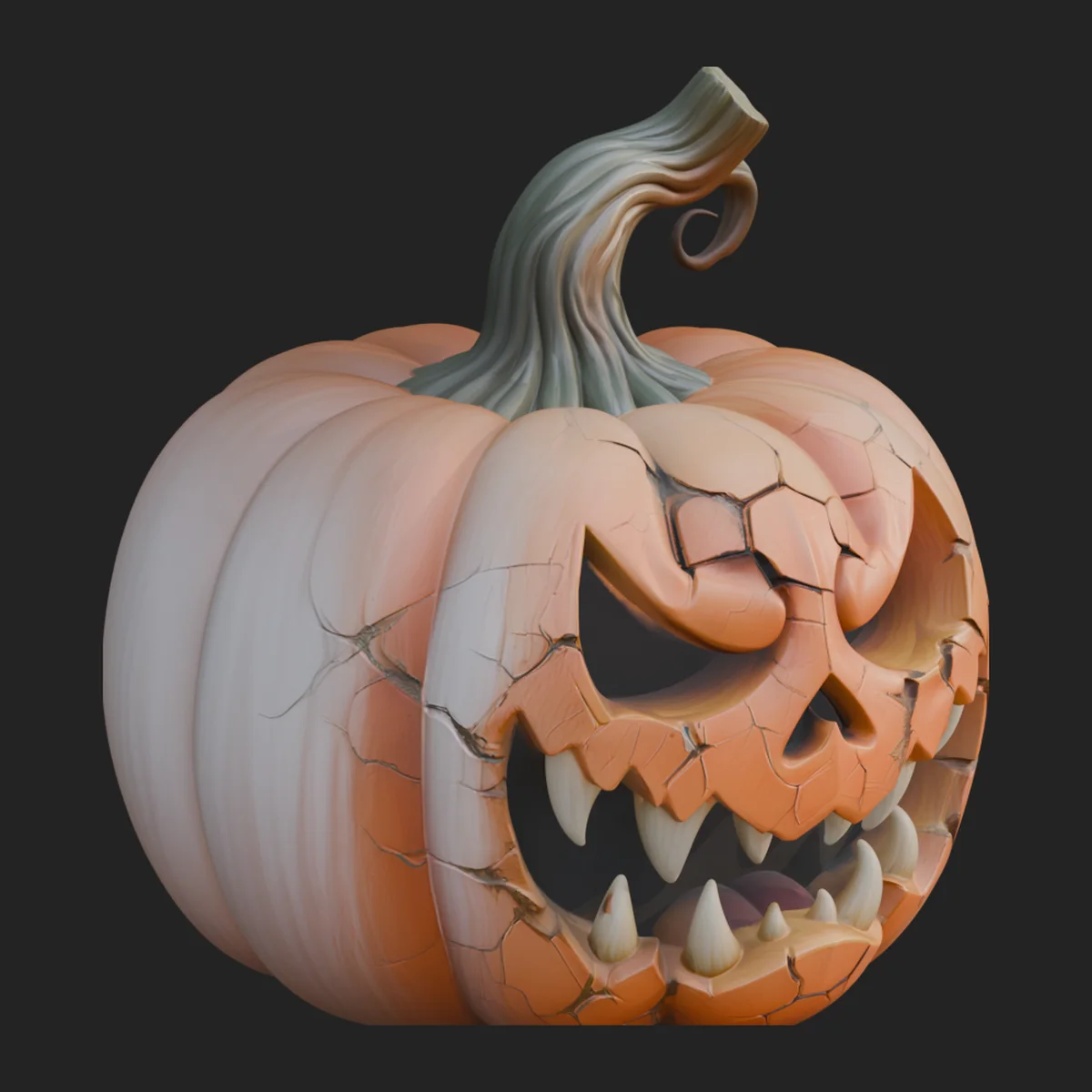 Carved Pumpkin Lantern Statue Design 7