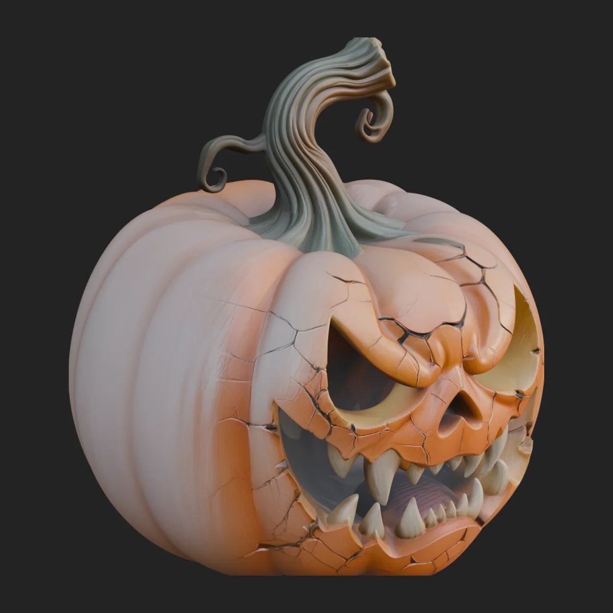 Carved Pumpkin Lantern Statue Design 8