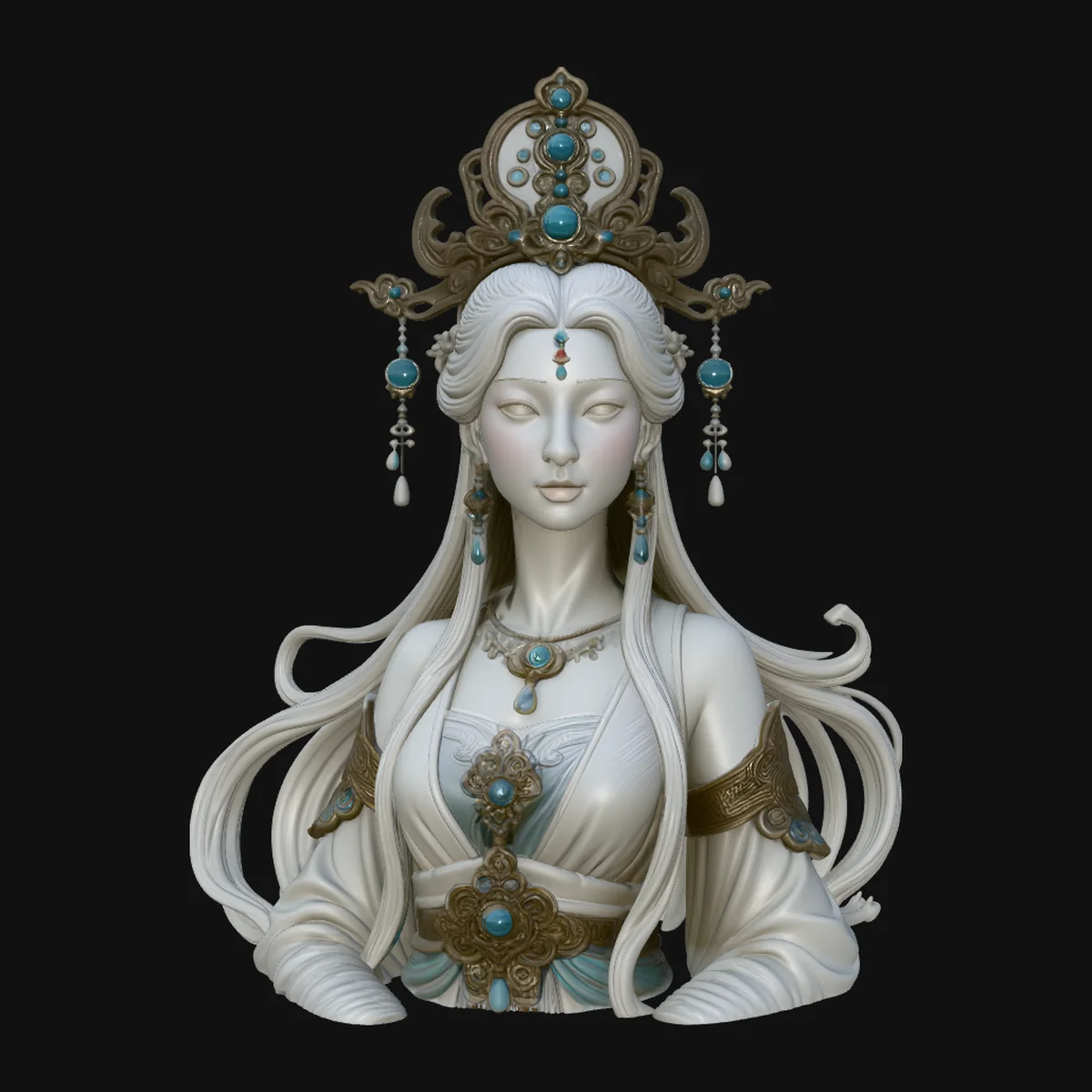 Celestial Goddess Bust Statue Design 1