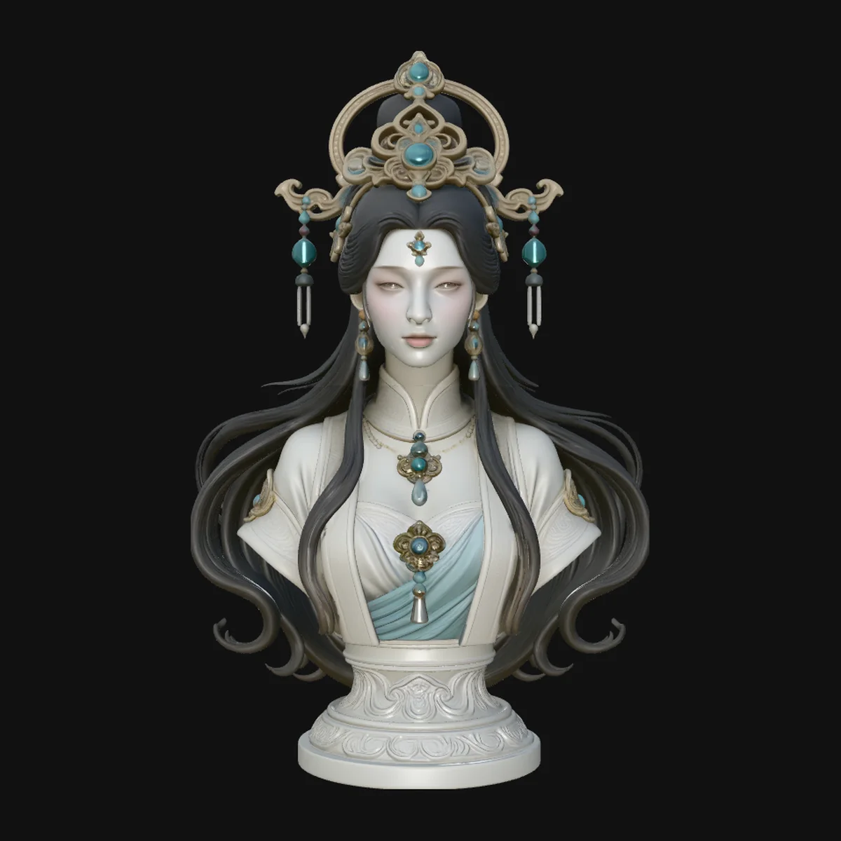 Celestial Goddess Bust Statue Design 4