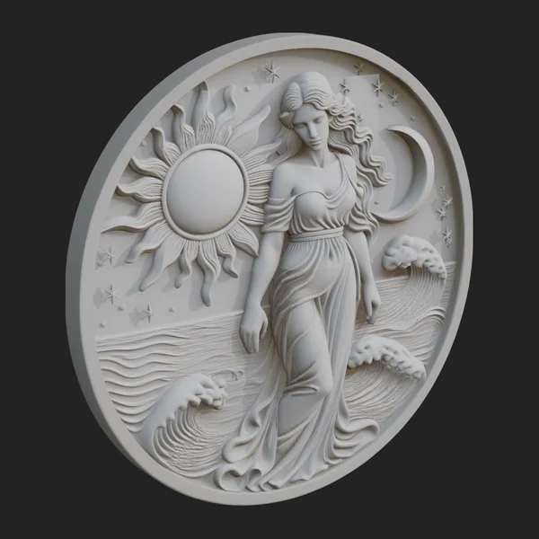 Celestial Woman Relief Medallion Design 2