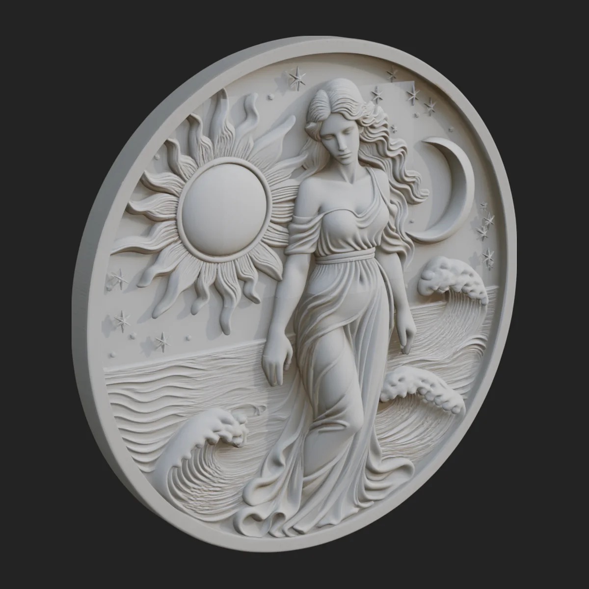 Celestial Woman Relief Medallion Design 2