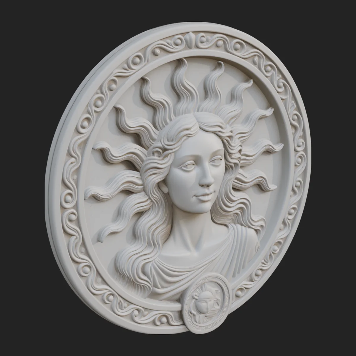 Celestial Woman Relief Medallion Design 3