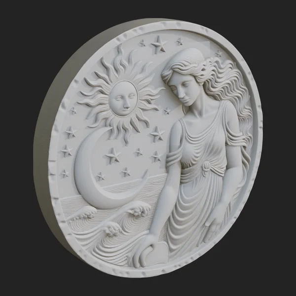 Celestial Woman Relief Medallion Design 4