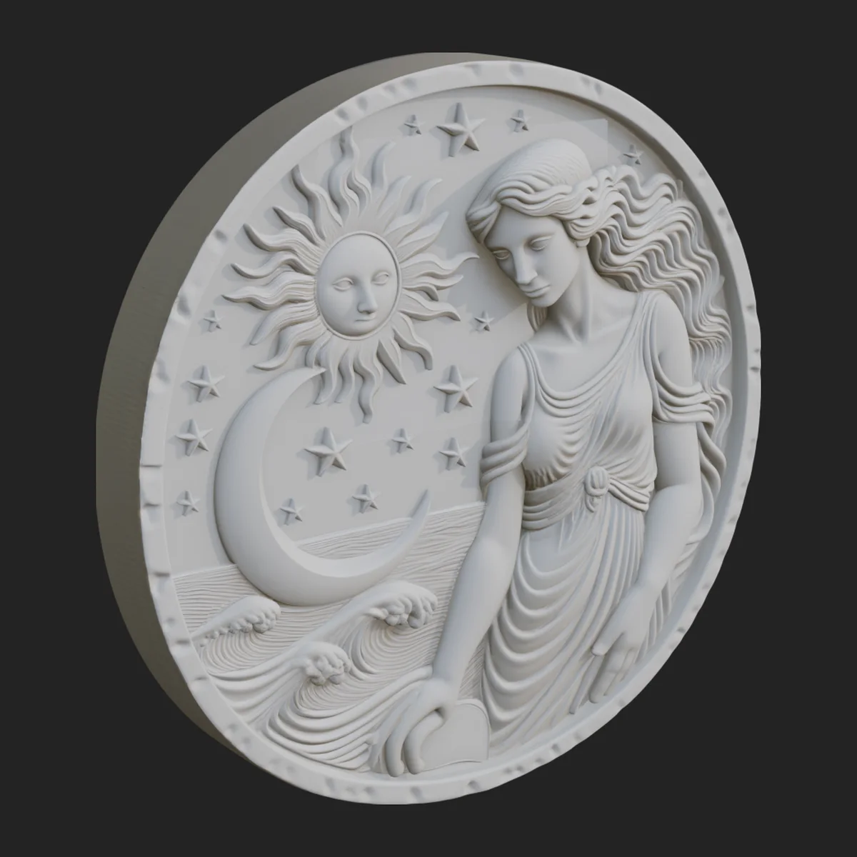 Celestial Woman Relief Medallion Design 4