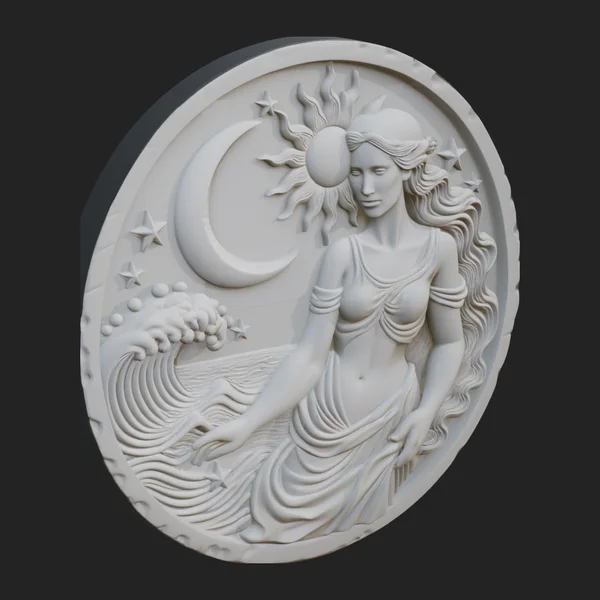 Celestial Woman Relief Medallion Design 5