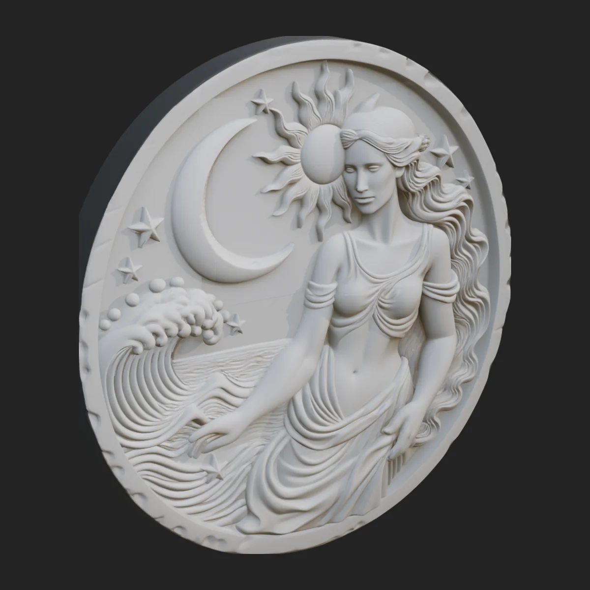 Celestial Woman Relief Medallion Design 5