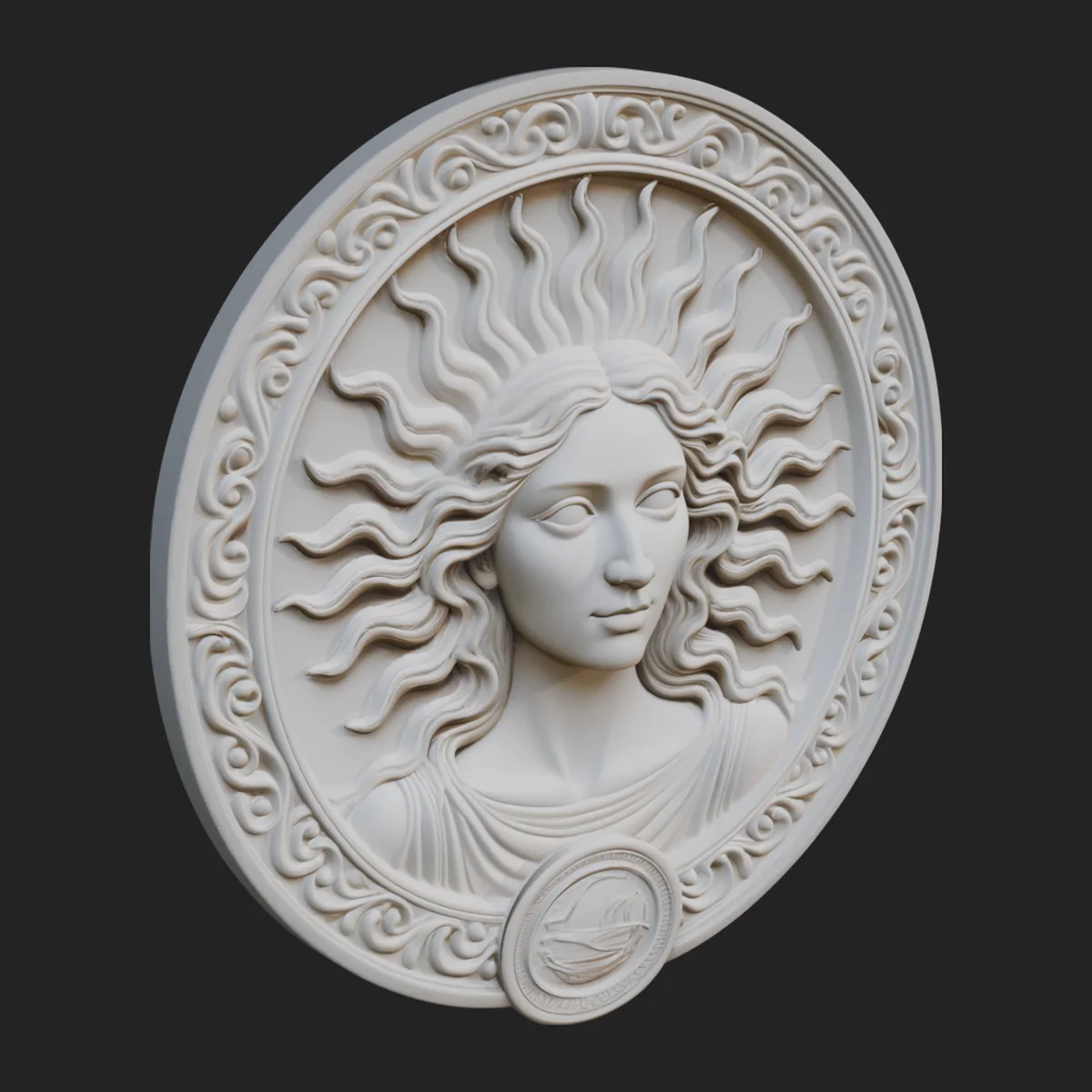 Celestial Woman Relief Medallion Design 6