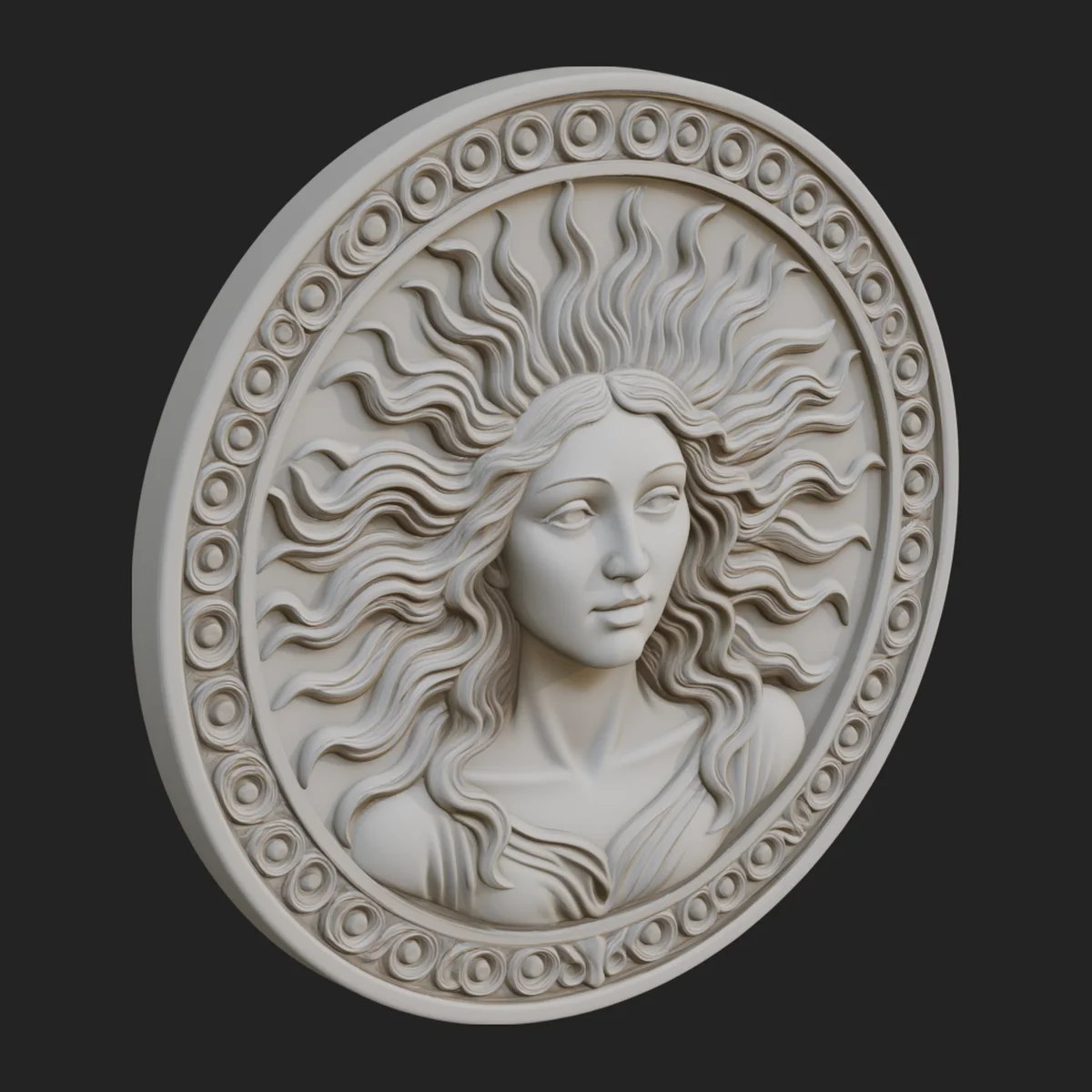 Celestial Woman Relief Medallion Design 7